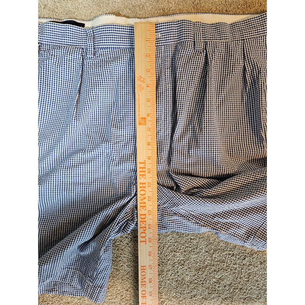 Polo Golf Ralph Lauren Shorts Mens Size 40 Blue Gingham Pleated Cotton Preppy - Picture 6 of 9